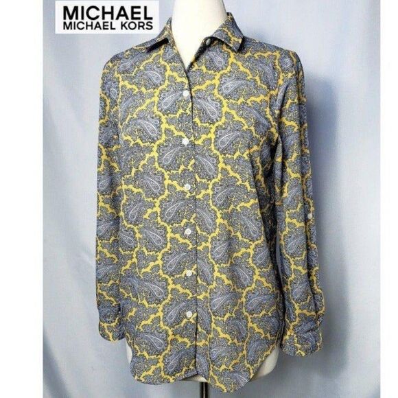 Michael Kors Women's Silk Point Collar Long Sleeve Button Down Blouse Small NWOT - Picture 2 of 8